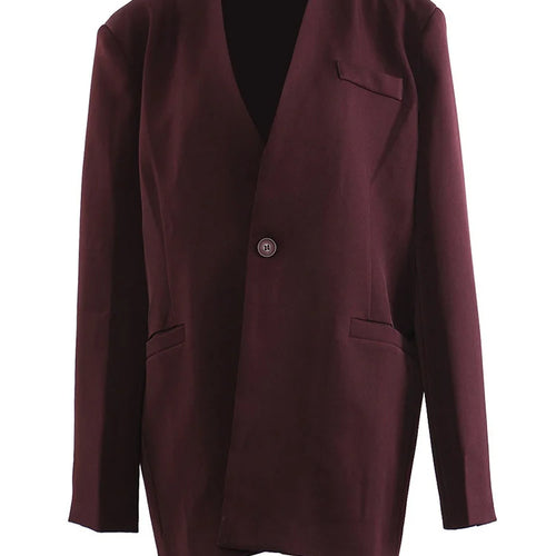 Load image into Gallery viewer, Women Wine Red With Scarf Big Size Elegant Blazer New V-neck Long Sleeve Jacket Fashion Tide Spring Autumn 2025 1DH9828
