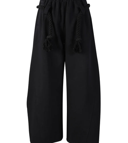 High Elastic Waist Black Brief Bandage Long Wide Leg Pants New Trousers Women Fashion Tide Spring Autumn 2025 33A1851