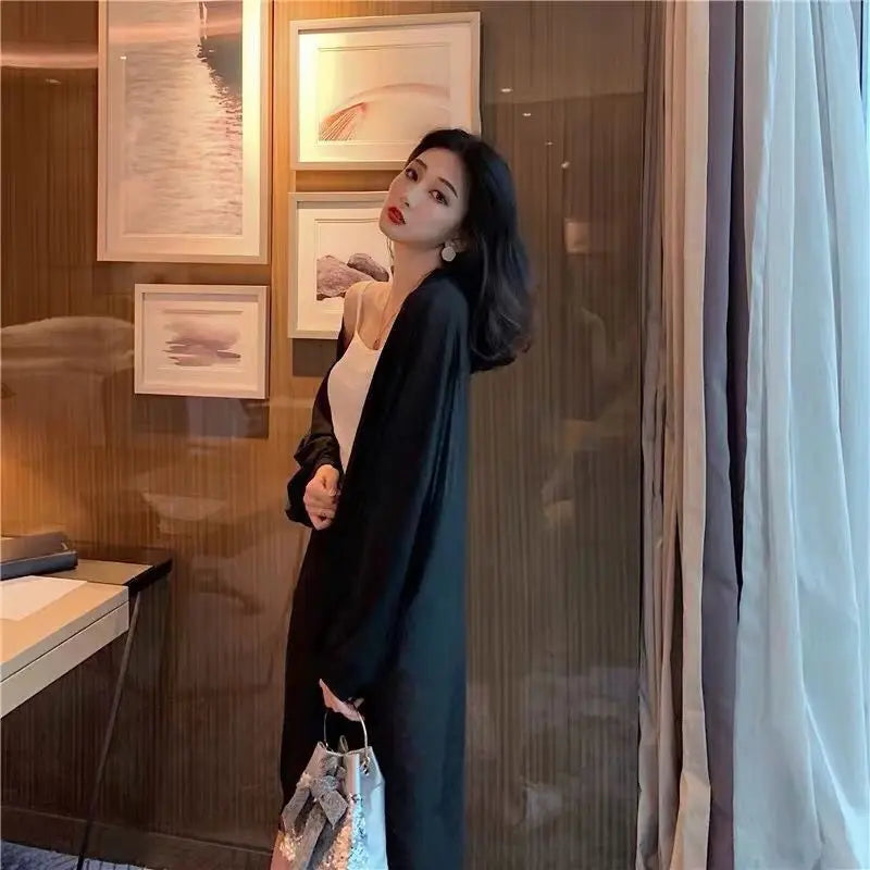 Summer White Sun Protection Clothing Women Long Cardigan Female Loose Cardigans Ladies Shawl Women Chiffon Thin Coat