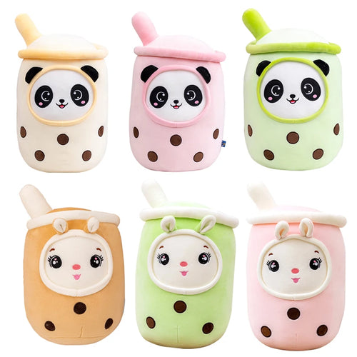 Load image into Gallery viewer, Kawaii Small Size Cartoon Bubble Tea Cup Peluche Toys Funny Boba Pillow Stuffed Soft Strawberry Panda Milk Tea Cushion Baby Gift
