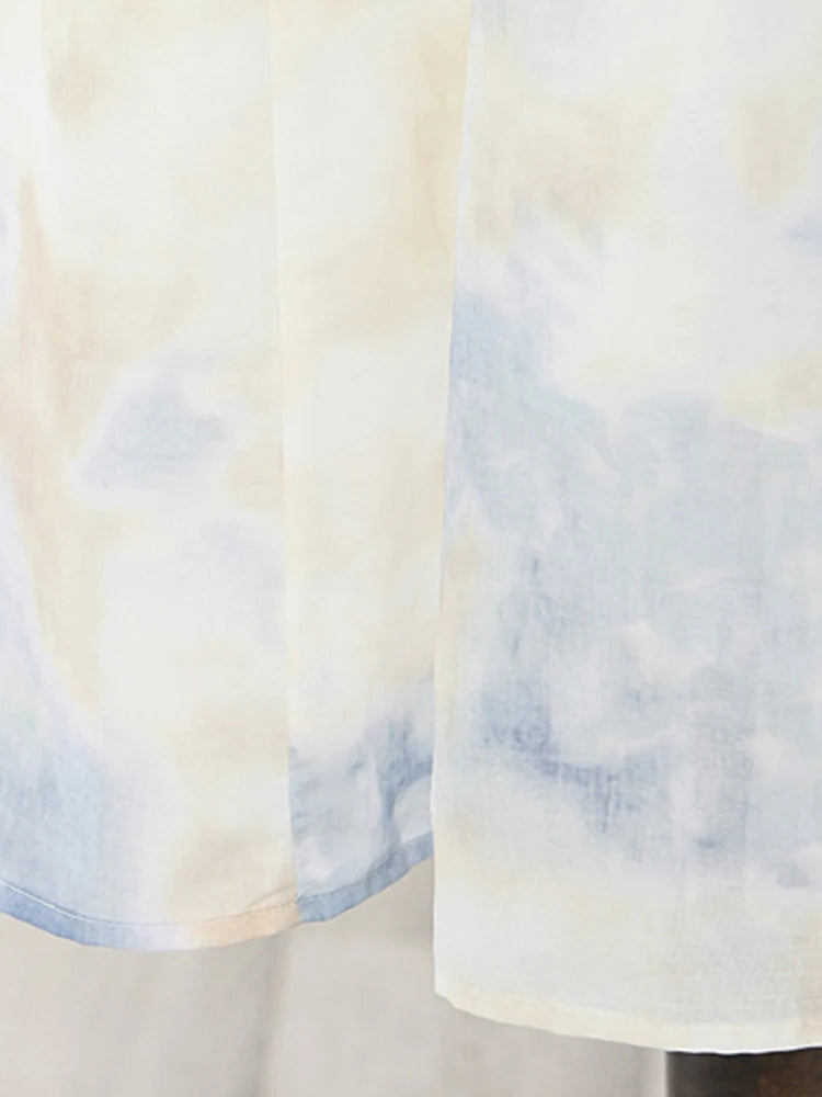 Women Pattern Printed Elegant Long Dress New Square Collar Long Puff Sleeve Fashion Tide Spring Autumn 2025 1DJ0340