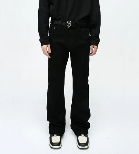 Men's Wear Boot-cut Jeans Simple Black Slim Fit Elastic Micro Pull Denim Pants Four Seasons Summer New Fashion Trend 9W1987