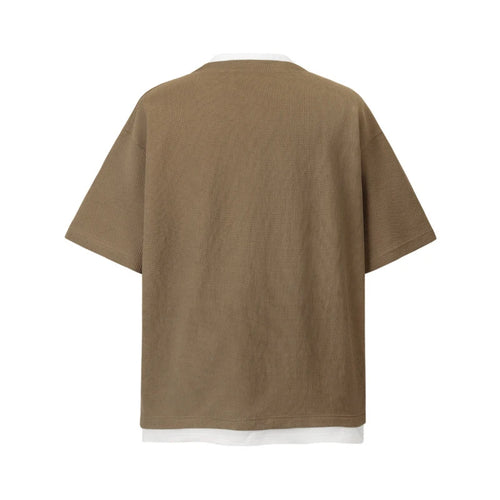 Load image into Gallery viewer, Men&#39;s Short Sleeve T-shirts Fake Two-piece Trendy V-neck Design T-shirt Nail Buckle Decoration Summer Male Top 9W1780
