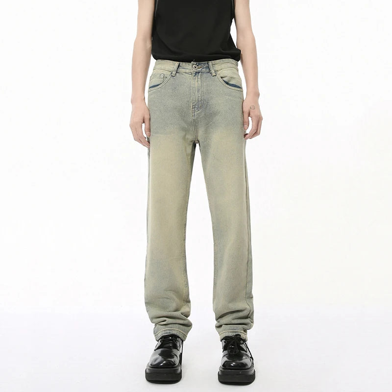 Spring New Male Jeans Men's Pencil Pants Slim Denim Straight Casual Bottom Solid Color Simple Trousers Fashion Tide 9C7611