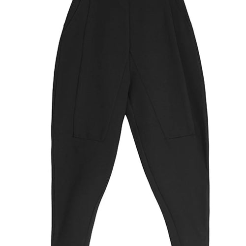 Load image into Gallery viewer, Women Patchwork Split Joint Brief Pants New Spring Autumn High Elastic Waist Black Loose Trousers Fashion Tide 2025  JQ013
