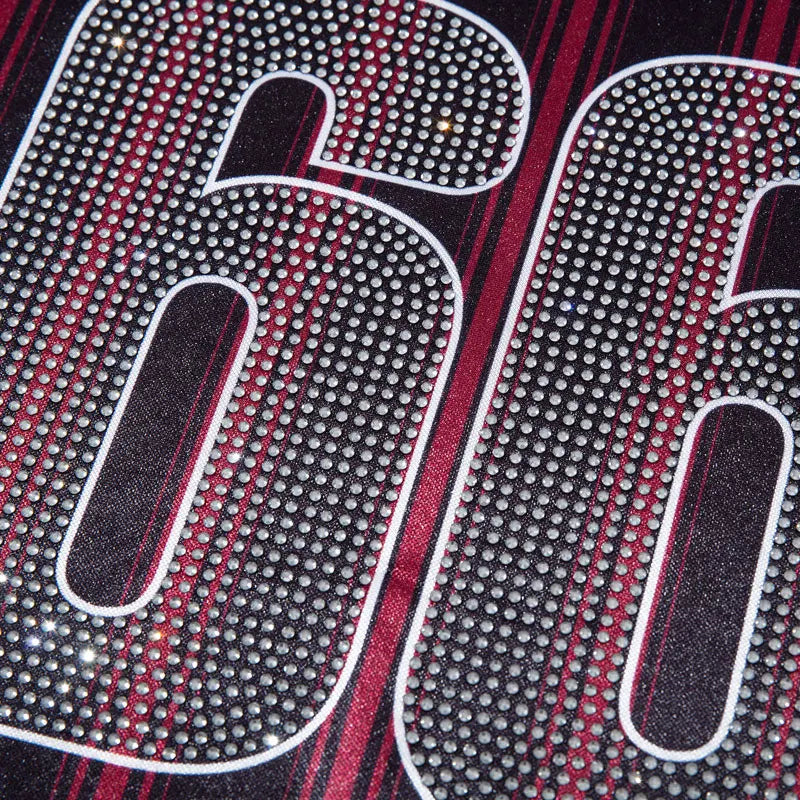 Vintage Mesh Jersey T-Shirt with Rhinestones Graphic Printed Stripe Patchwork Sport Tshirt Streetwear Hip Hop Quick Drying Top