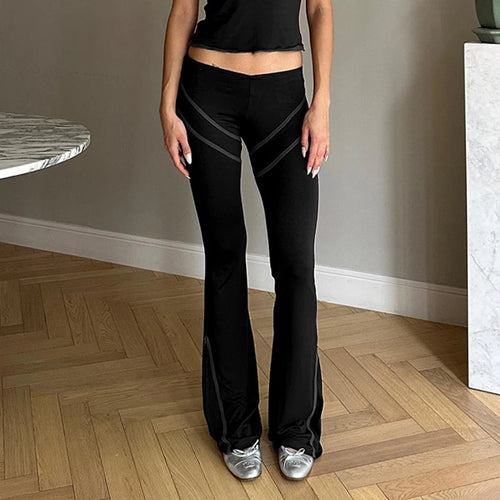 Load image into Gallery viewer, Harajuku Stripe Spliced Skinny Low Rise Pants Women Korean Fashion Sporty Flared Trousers Yoga Soft Sweatpants Bottom
