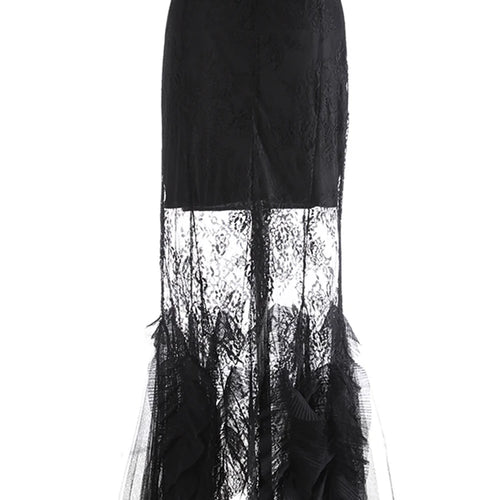 Load image into Gallery viewer, High Waist Black Lace Perspective Embroidery Mermaid Half-body Skirt Women Fashion Tide New Spring Autumn 2025 1DJ0986
