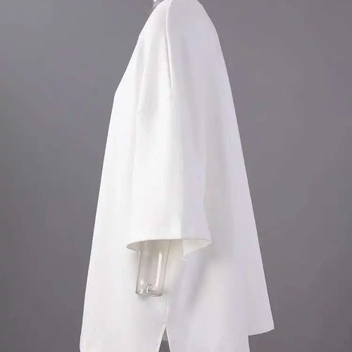 Load image into Gallery viewer, Women Beige Gray Side Slit Big Size Casual T-shirt New Round Neck Half Sleeve Fashion Tide Spring Autumn 2025 1DH6479
