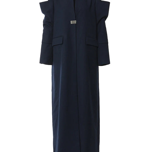 Load image into Gallery viewer, Women Navy Blue Elegant Long Shaped Blazer New Stand Collar Long Sleeve Jacket Fashion Tide Spring Autumn 2025 1DH3989
