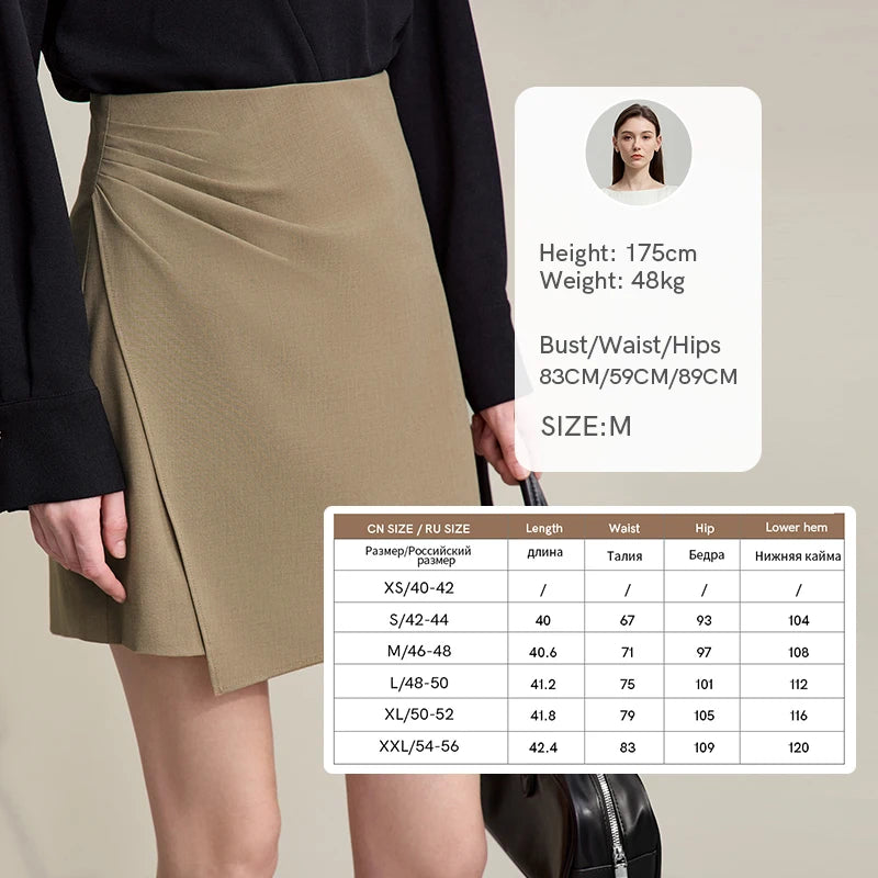 Mini Skirt 2026 Spring New Asymmetrical Pleated Short A-Line Skirt Commuter Solid Color Versatile Women's Clothing 12611004