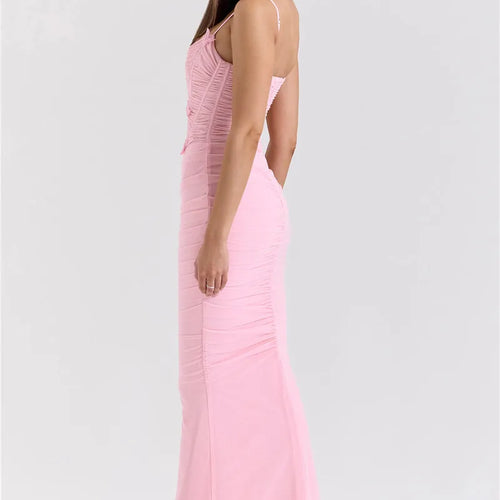 Load image into Gallery viewer, Bow Spaghetti Strap Sexy Maxi Dress For Women Gown Elegant Off-shoulder Sleeveless Backless Evening Club Party Dress
