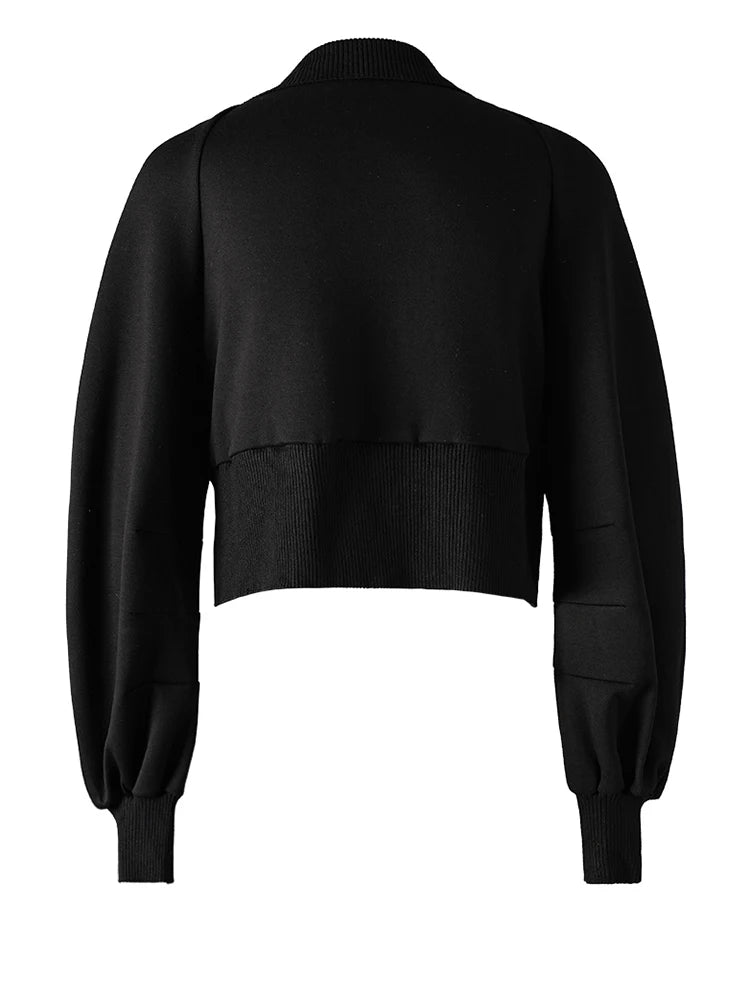 Black Denim Color-block Short Casual Jacket New V-neck Long Sleeve Women Coat Fashion Tide Spring Autumn 2025 CP3514