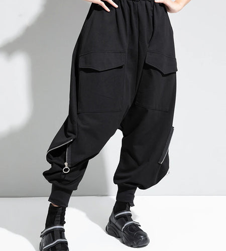 High Elastic Waist Black Brief Long Harem Trousers New Loose Fit Pants Women Fashion Tide Spring Autumn 2025 1DC778