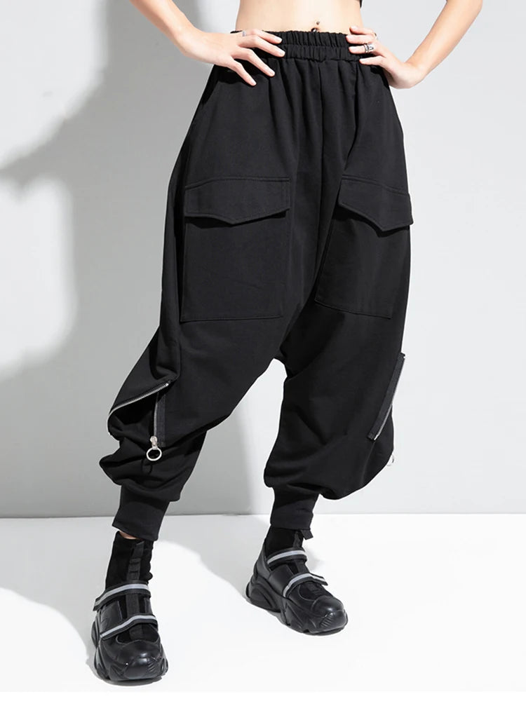 High Elastic Waist Black Brief Long Harem Trousers New Loose Fit Pants Women Fashion Tide Spring Autumn 2025 1DC778