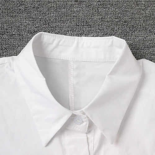 Load image into Gallery viewer, Women White Pocket Spliced Big Size Casual Blouse New Lapel Long Sleeve Shirt Fashion Tide Spring Autumn 2025 30A1910
