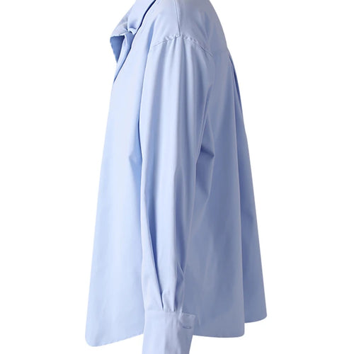 Load image into Gallery viewer, Women Blue Irregular Tie Big Size Elegant Blouse New Lapel Long Sleeve Shirt Fashion Tide Spring Autumn 2025 CPG3075
