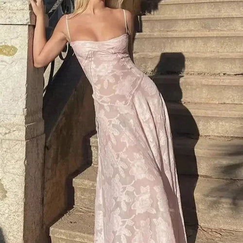 Load image into Gallery viewer, Elegant Pink Party Wedding Dress for Women Spaghetti Strap Flare Hem Maxi Dresses Vacation Birthday Outfits C83-EZ26
