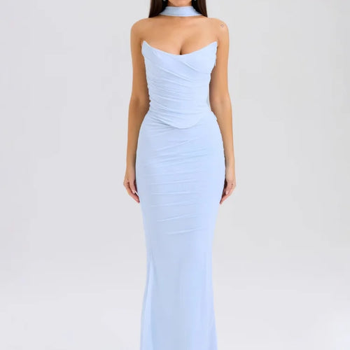 Load image into Gallery viewer, Sexy Two Pieces Sets For Women Strapless Off-shoulder Sleeveless Tops And Elegant High Waist Long Skirt Two Pieces Sets
