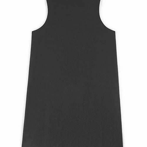 Load image into Gallery viewer, Women Black Zipper Pockets Spliced Big Size Midi Vest Dress New V-Neck Sleeveless Fashion Tide Spring Autumn 2025  1DJ1194
