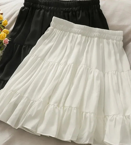 Women's Summer Sexy High Waist Slim Pleated A Line Mini Skirts Korean Fashion Casual Short Black White Skirt Alt Clothes Female