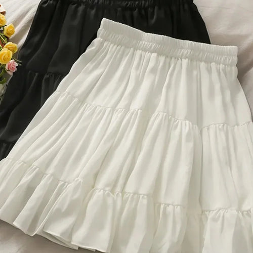 Load image into Gallery viewer, Women&#39;s Summer Sexy High Waist Slim Pleated A Line Mini Skirts Korean Fashion Casual Short Black White Skirt Alt Clothes Female
