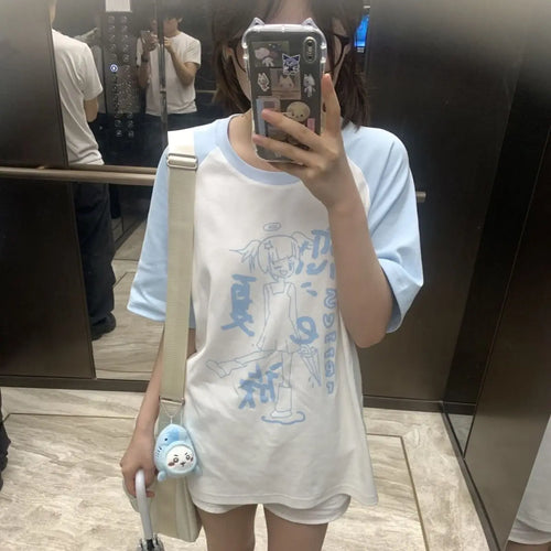 Load image into Gallery viewer, Japanese Shirts for Women Cute T Shirts Oversized Tops Short Sleeve O-neck Tees Casual Fashion Camisetas Anime Summer Y2k Tshirt
