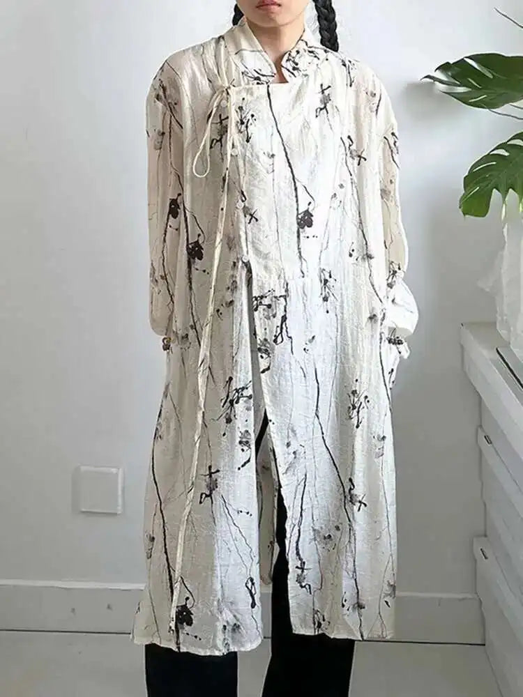 Women Apricot Textured Big Size Vintage Blouse New Stand Collar Long Sleeve Shirt Fashion Tide Spring Autumn 2025 1DH6987