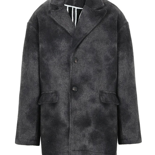 Load image into Gallery viewer, Loose Fit Black Tie Dye Big Size Thick Woolen Coat Parkas New Long Sleeve Women Fashion Tide Autumn Winter 2025 1DF3278
