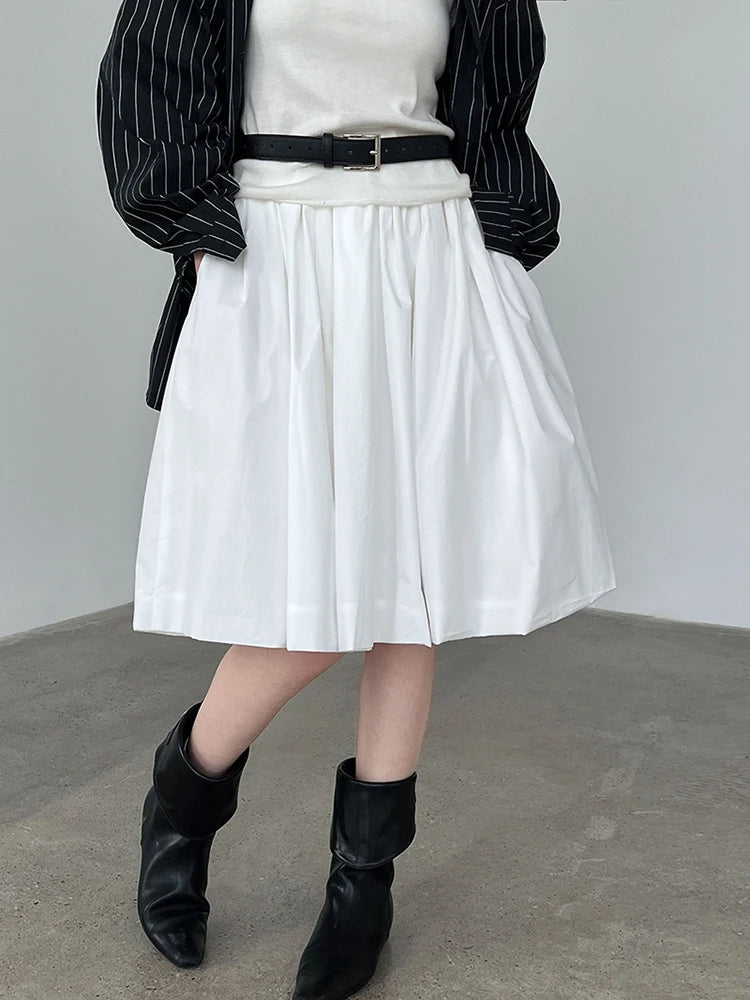 High Elastic Waist Blue Brief Elegant Bud Knee-Length Half-body Skirt Women Fashion Tide New Spring Autumn 2025 1DJ1113