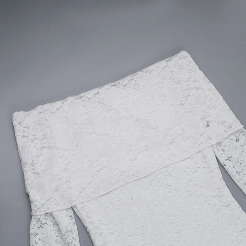 Load image into Gallery viewer, Lace Off-shoulder Sexy Maxi Dress For Women White Strapless Long Sleeve Backless Bodycon Club Party Sexy Long Dress
