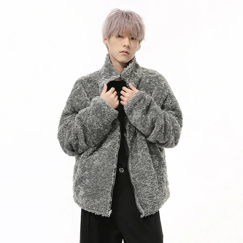 Load image into Gallery viewer, High Street Men&#39;s PU Leather Jackets Casual Stand Collar Reversible Fleece Solid Color Loose Male Coats Streetwear 9C9339
