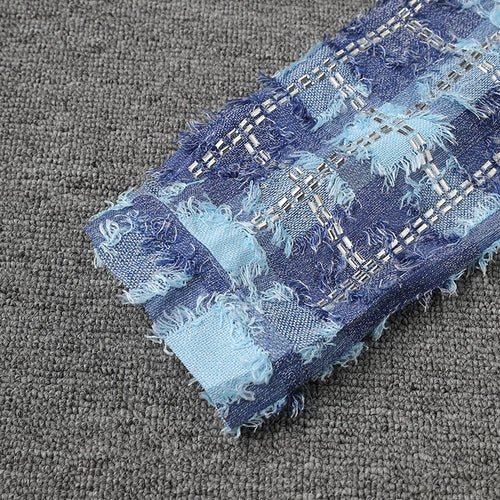 Load image into Gallery viewer, Women Blue Plaid Rhinestones Burr Big Size Blouse New Lapel Long Sleeve Shirt Fashion Tide Spring Autumn 2025 29L6766
