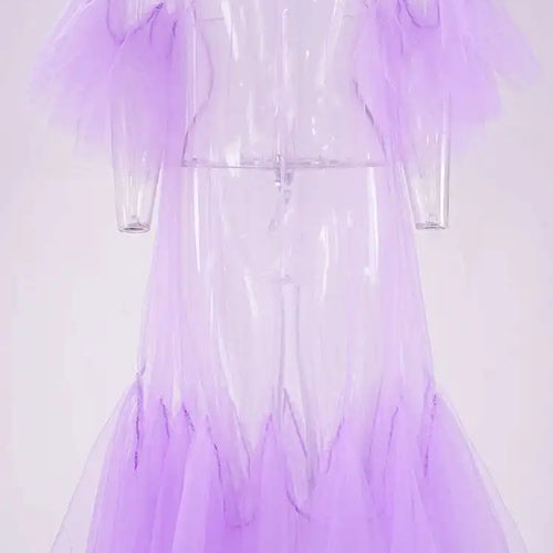 Load image into Gallery viewer, Women Black Ruffles Long Big Size Dress New Round Neck Three-quarter Sleeve Loose Fit Fashion Spring Summer 2025 JR77101
