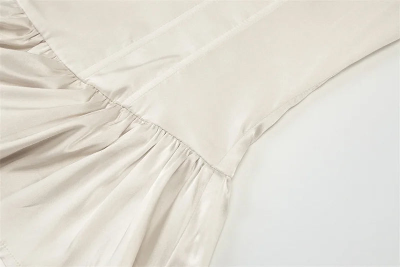 Satin Strapless Sexy Mini Dress Women Fashion Off-shoulder Sleeveless Backless High Waist Ruffle Club Party Dress