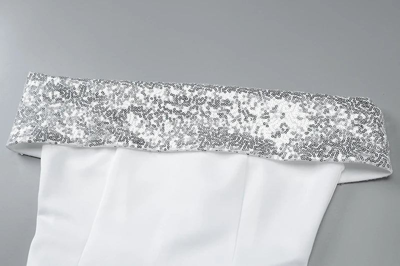 Off-shoulder Sequins Strapless Sexy Mini Dress Women Fashion Sleeveless Backless Sparkle High Waist Club Sexy Dress