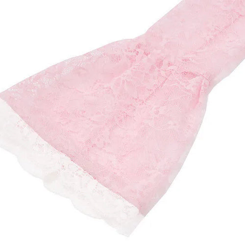 Load image into Gallery viewer, Lace Flare Long Sleeve Sexy Mini Dress For Women Robe Autumn New Pink O Neck A-line High Waist Pleated Dress Elegant
