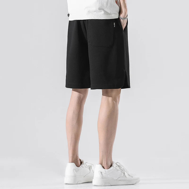 Men's Five Quarter Shorts Elastic Waist Summer New Casual Fashion Male Loose Sweatpants Straight Leg Bottoms 9W1353