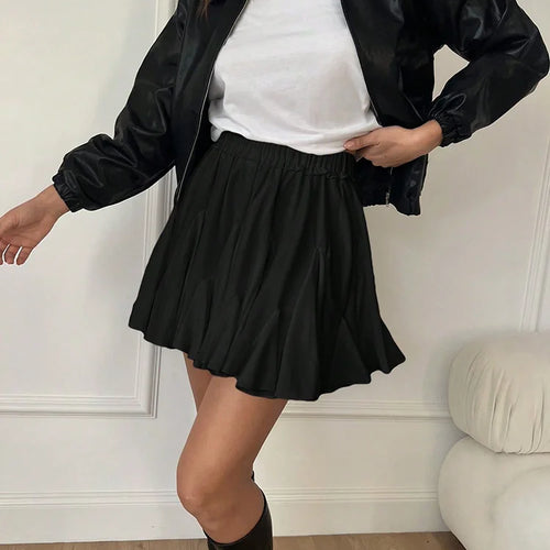 Load image into Gallery viewer, Summer White Mini Skirt A-line High Waist Sexy Cute Ruffle Vintage Tennis Skirt Black Elastic Waist Tutu Short Skirts for Women
