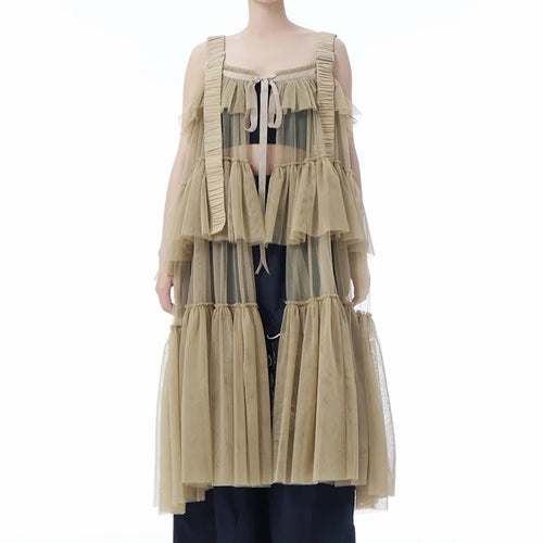 Load image into Gallery viewer, Women Black Mesh Perspective Big Size Strap Dress New Square Collar Sleeveless Fashion Tide Spring Summer 2025 1DJ1242
