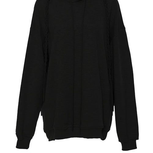 Load image into Gallery viewer, Gray Weave Design Casual Sweatshirt New Hooded Long Sleeve Women Big Size Fashion Tide Spring Autumn 2025 1DH5657
