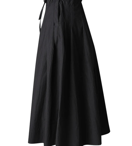 High Elastic Waist Black Bandage Pleated Pocket A-line Half-body Skirt Women Fashion Tide New Spring Autumn 2025 CPG3176