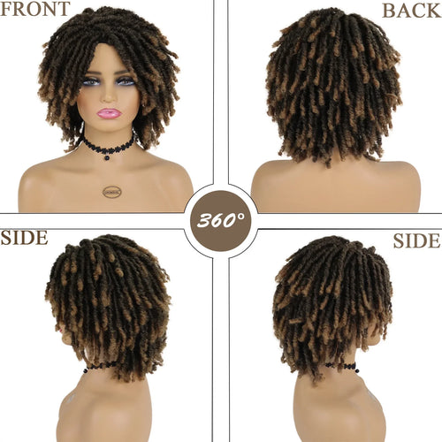 Load image into Gallery viewer, Synthetic Cute Hair Dreadlock Wig Short Twist Braids Wigs For Women And Men Afro Curly Crochet Twist Wigs Male 15 Inch
