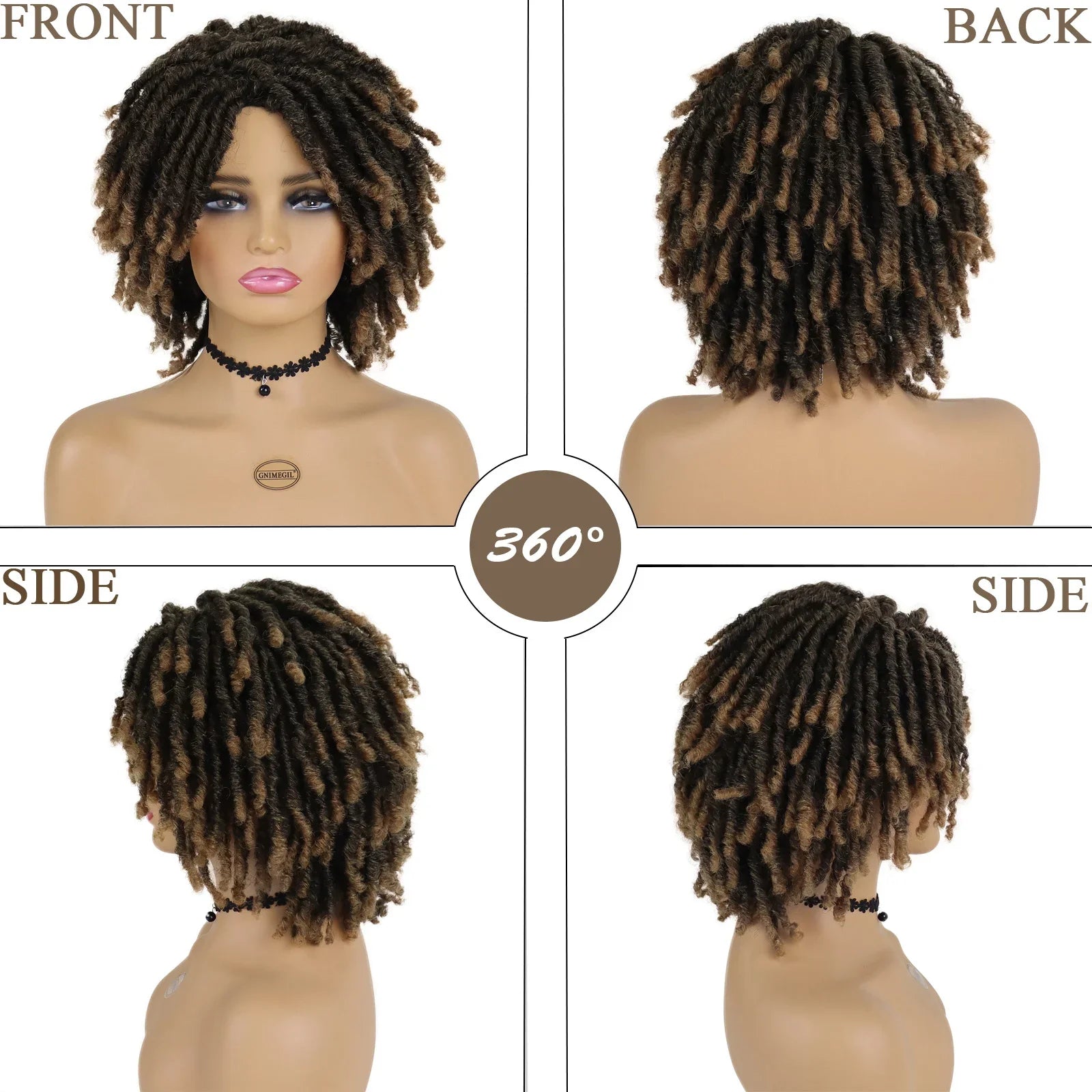 Synthetic Cute Hair Dreadlock Wig Short Twist Braids Wigs For Women And Men Afro Curly Crochet Twist Wigs Male 15 Inch