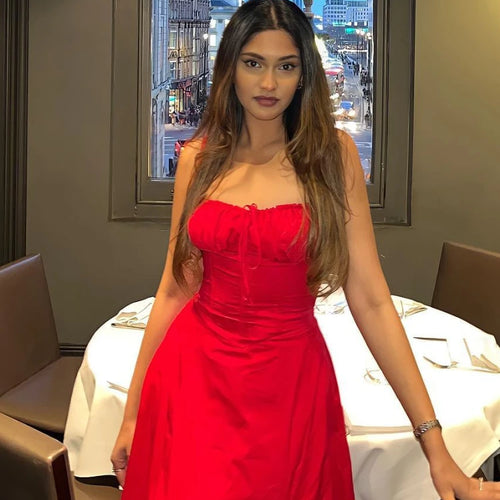 Load image into Gallery viewer, Full Lining Elegant Lace Up Holiday Party Dresses Midi Sexy Spaghetti Strap Split Dress White Summer Dress Women 2023
