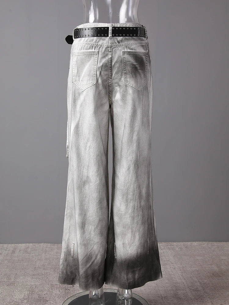 High Waist Light Gray Denim Do Old Long Casual Wide Leg Jeans New Women Trousers Fashion Tide Spring Autumn 2025 CPG3151