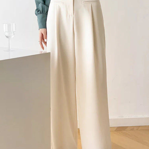 Load image into Gallery viewer, Casual Solid Wide Leg Pants For Women High Waist Minimalist Loose Trousers Female Fashion Clothing Style
