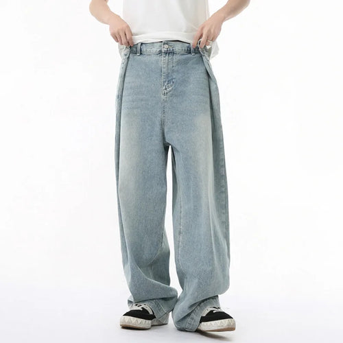 Load image into Gallery viewer, Streetwear Men's Jeans New American Niche Design Fold Design Solid Color Simple Straight Leg Casual Denim Pants 9W1678
