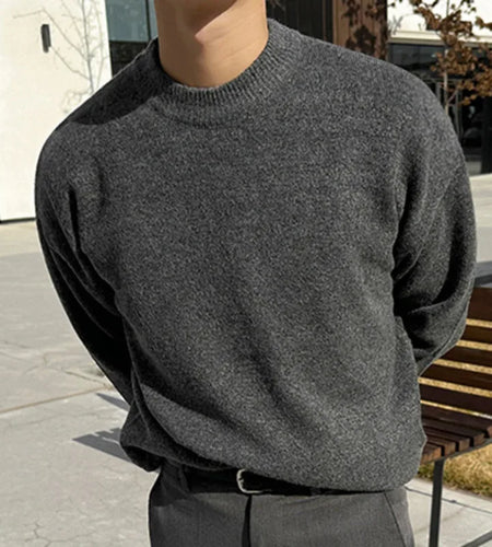 Round Neck Male Pullover Sweater Casual Solid Color Men's Knitting Pullovers Korean Fashion Men Clothing Spring 9C2828