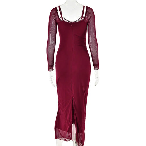 Load image into Gallery viewer, Elegant Sheer Long Sleeve Sexy Maxi Dress For Women Fashion Mesh Strapless Backless Club Party Sexy Long Dress 2024
